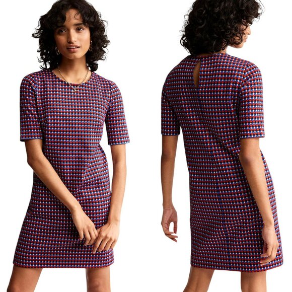 Boden Ivy Jacquard Shift Dress - Red/Blue - 6L - Picture 1 of 12